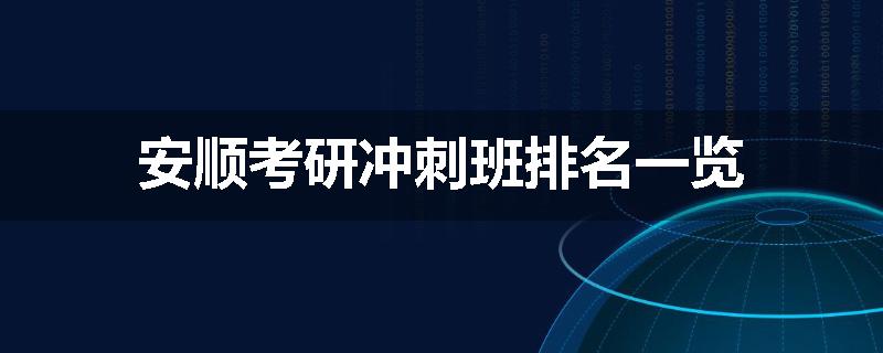 安顺考研冲刺班排名一览