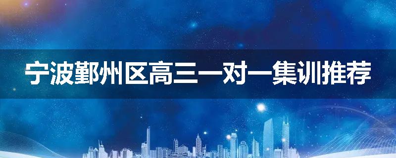 宁波鄞州区高三一对一集训推荐