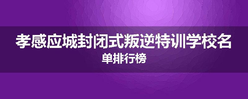 孝感应城封闭式叛逆特训学校名单排行榜
