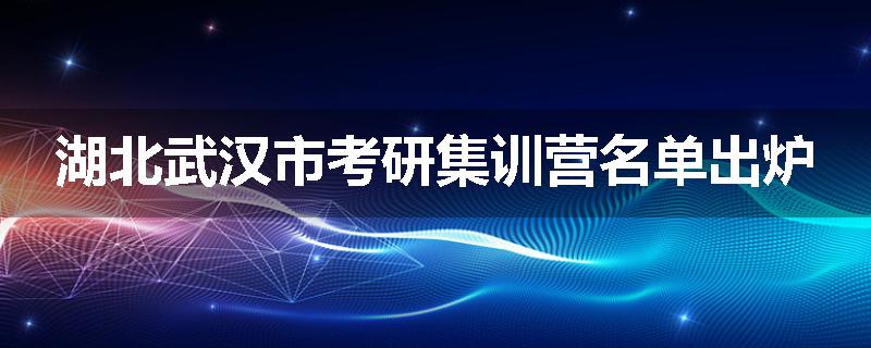 湖北武汉市考研集训营名单出炉