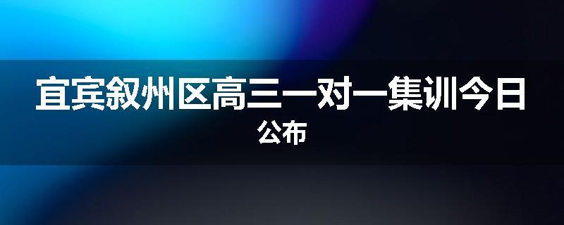 宜宾叙州区高三一对一集训今日公布