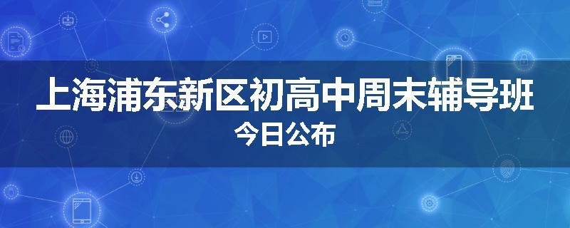 上海浦东新区初高中周末辅导班今日公布