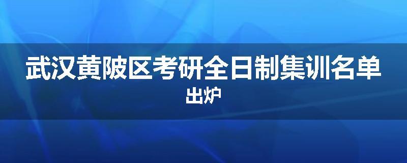 武汉黄陂区考研全日制集训名单出炉