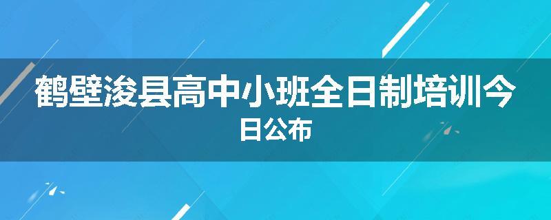鹤壁浚县高中小班全日制培训今日公布