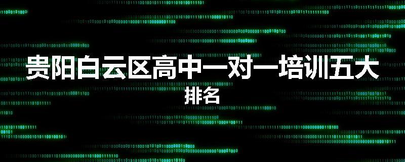 贵阳白云区高中一对一培训五大排名