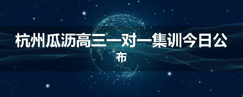 杭州瓜沥高三一对一集训今日公布