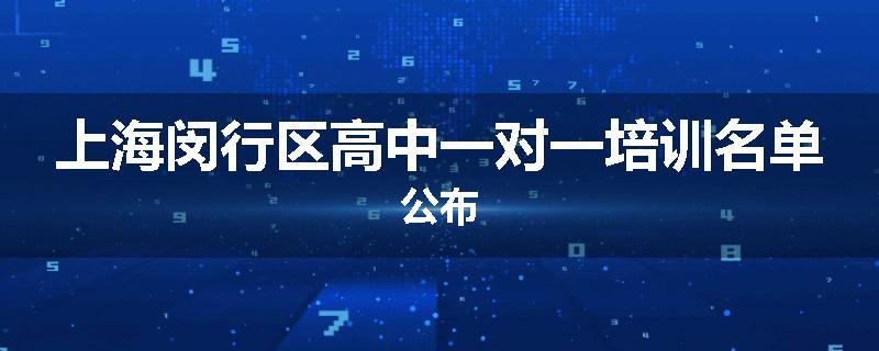 上海闵行区高中一对一培训名单公布