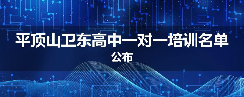 平顶山卫东高中一对一培训名单公布