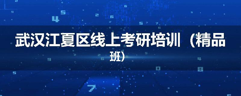 武汉江夏区线上考研培训(精品班)