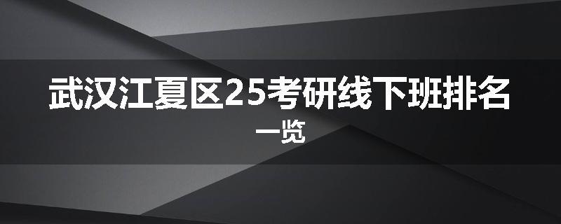 武汉江夏区25考研线下班排名一览