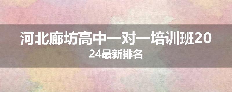 河北廊坊高中一对一培训班2024最新排名