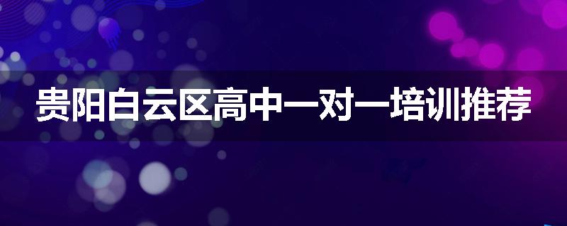 贵阳白云区高中一对一培训推荐