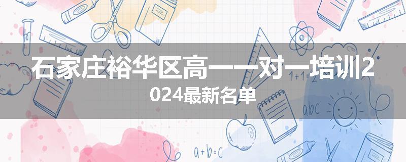 石家庄裕华区高一一对一培训2024最新名单