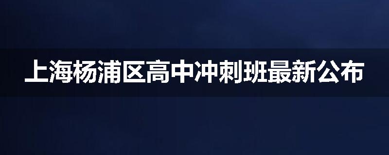 上海杨浦区高中冲刺班最新公布