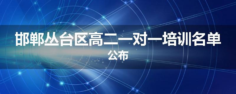 邯郸丛台区高二一对一培训名单公布