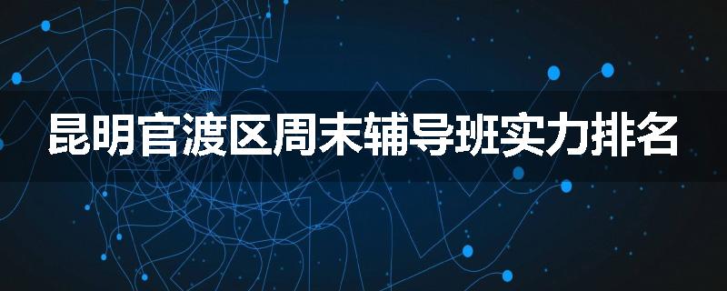 昆明官渡区周末辅导班实力排名