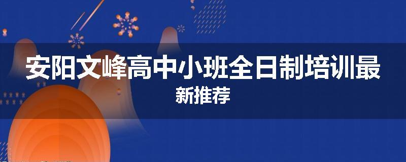 安阳文峰高中小班全日制培训最新推荐