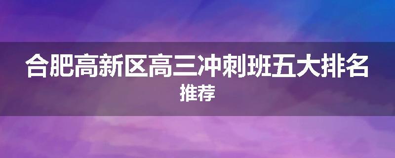 合肥高新区高三冲刺班五大排名推荐