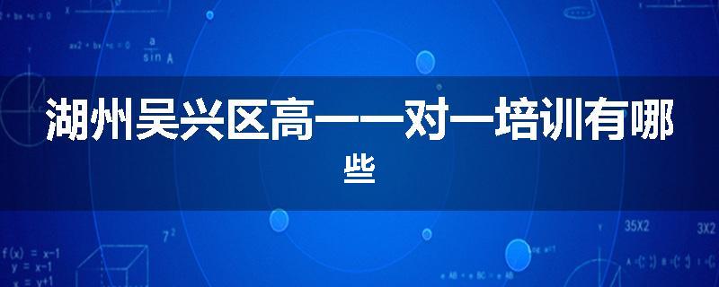 湖州吴兴区高一一对一培训有哪些