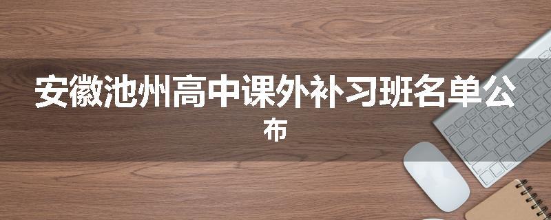 安徽池州高中课外补习班名单公布