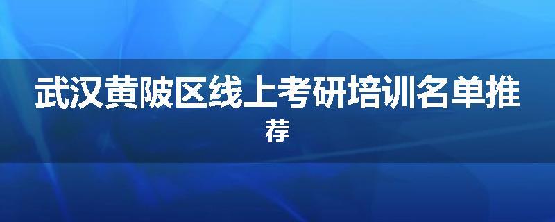 武汉黄陂区线上考研培训名单推荐