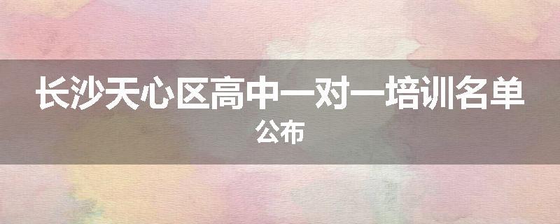 长沙天心区高中一对一培训名单公布