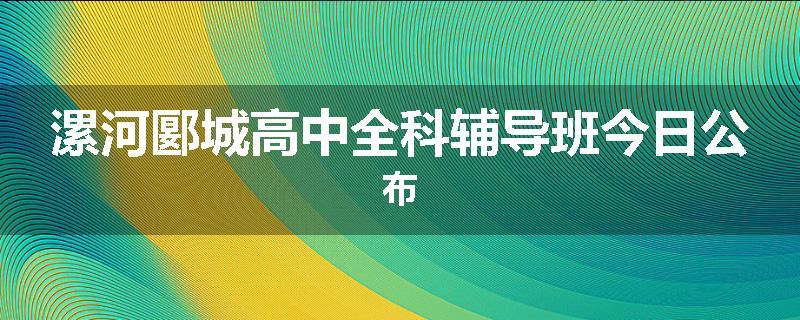 漯河郾城高中全科辅导班今日公布