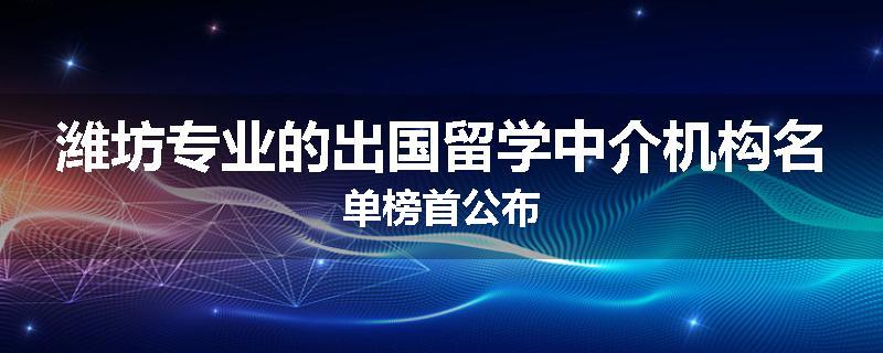 潍坊专业的出国留学中介机构名单榜首公布
