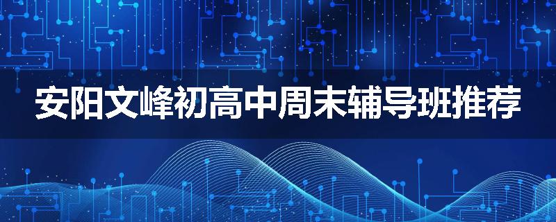 安阳文峰初高中周末辅导班推荐