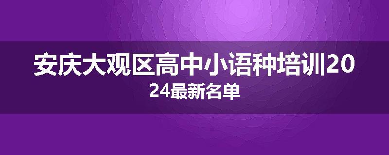 安庆大观区高中小语种培训2024最新名单