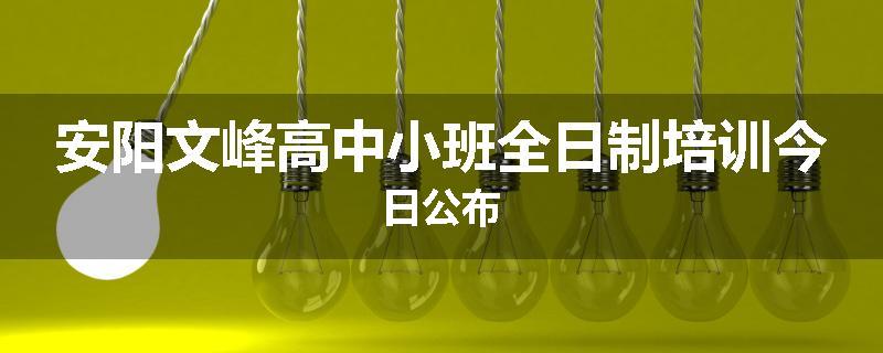 安阳文峰高中小班全日制培训今日公布