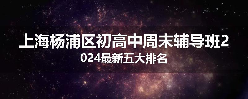 上海杨浦区初高中周末辅导班2024最新五大排名