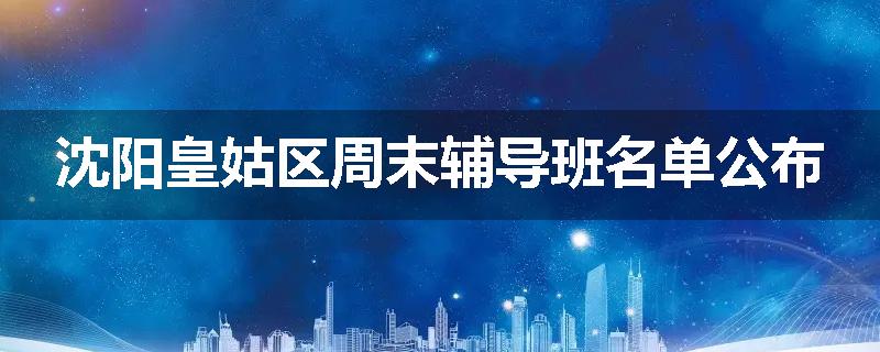沈阳皇姑区周末辅导班名单公布