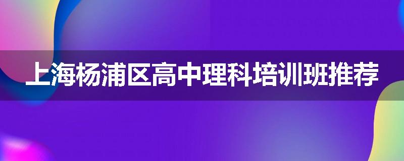 上海杨浦区高中理科培训班推荐