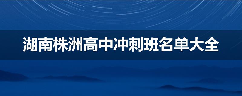 湖南株洲高中冲刺班名单大全