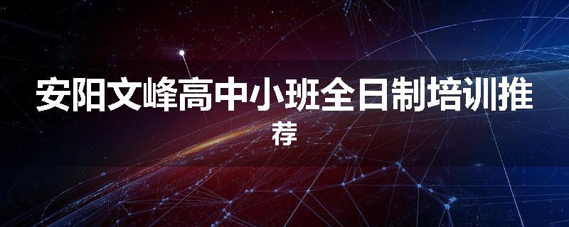 安阳文峰高中小班全日制培训推荐