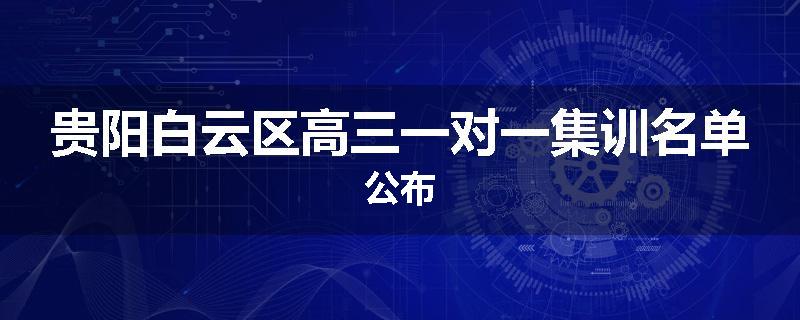 贵阳白云区高三一对一集训名单公布