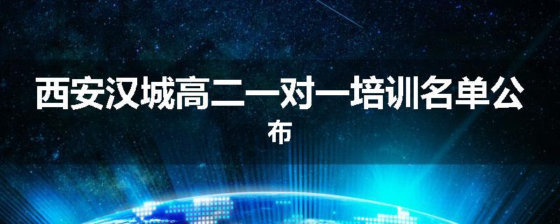 西安汉城高二一对一培训名单公布