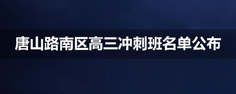 唐山路南区高三冲刺班名单公布