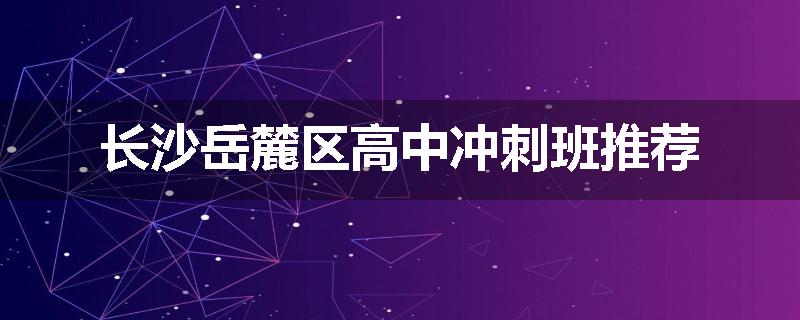 长沙岳麓区高中冲刺班推荐