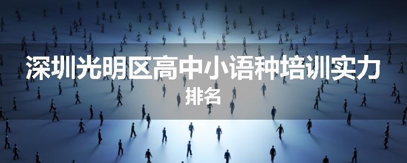 深圳光明区高中小语种培训实力排名