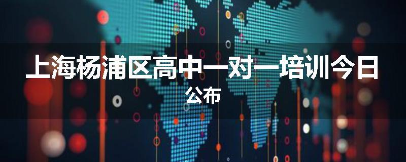 上海杨浦区高中一对一培训今日公布