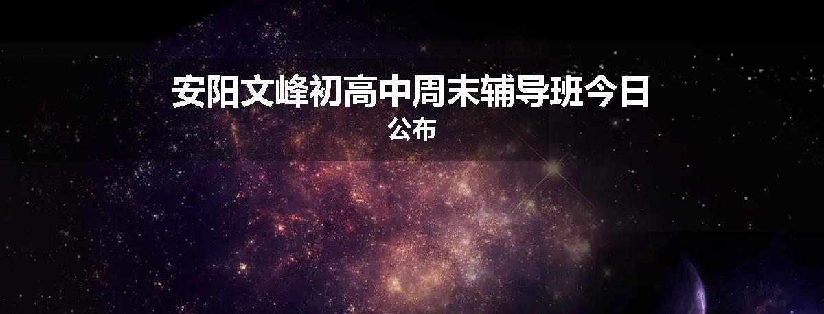 安阳文峰初高中周末辅导班今日公布