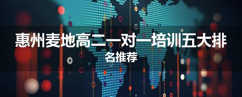 惠州麦地高二一对一培训五大排名推荐