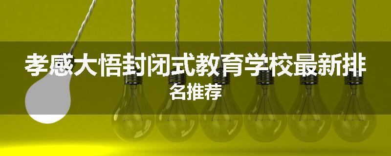 孝感大悟封闭式教育学校最新排名推荐