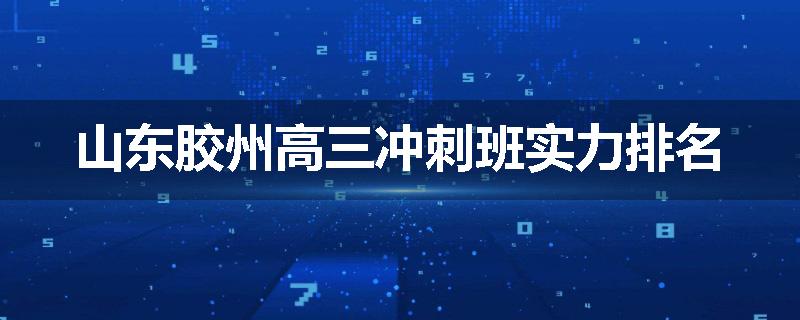 山东胶州高三冲刺班实力排名