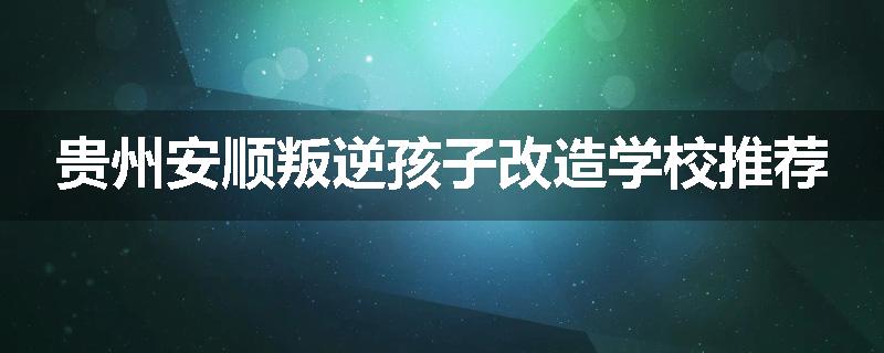 贵州安顺叛逆孩子改造学校推荐