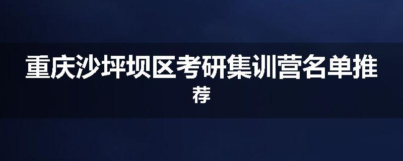 重庆沙坪坝区考研集训营名单推荐