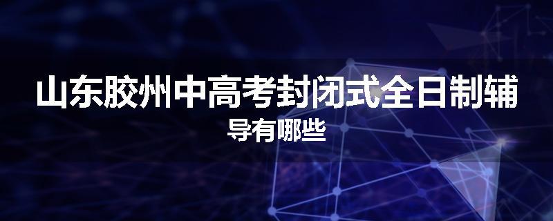 山东胶州中高考封闭式全日制辅导有哪些