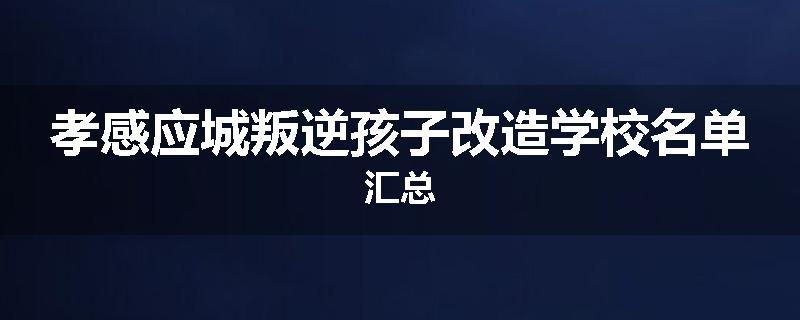 孝感应城叛逆孩子改造学校名单汇总